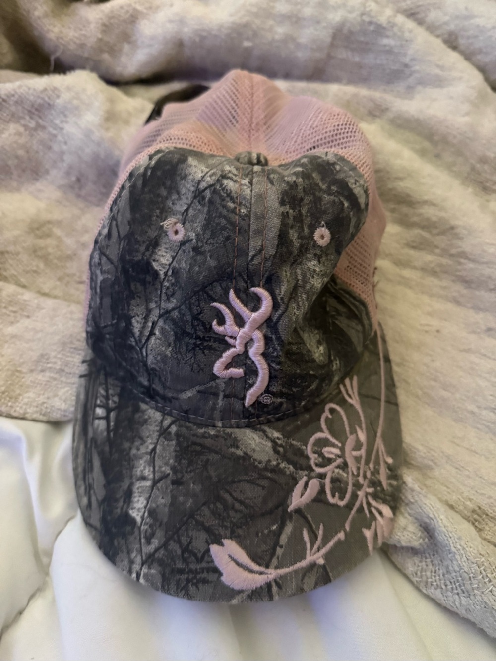 Browning Gray Camo Cap with Pink Accents